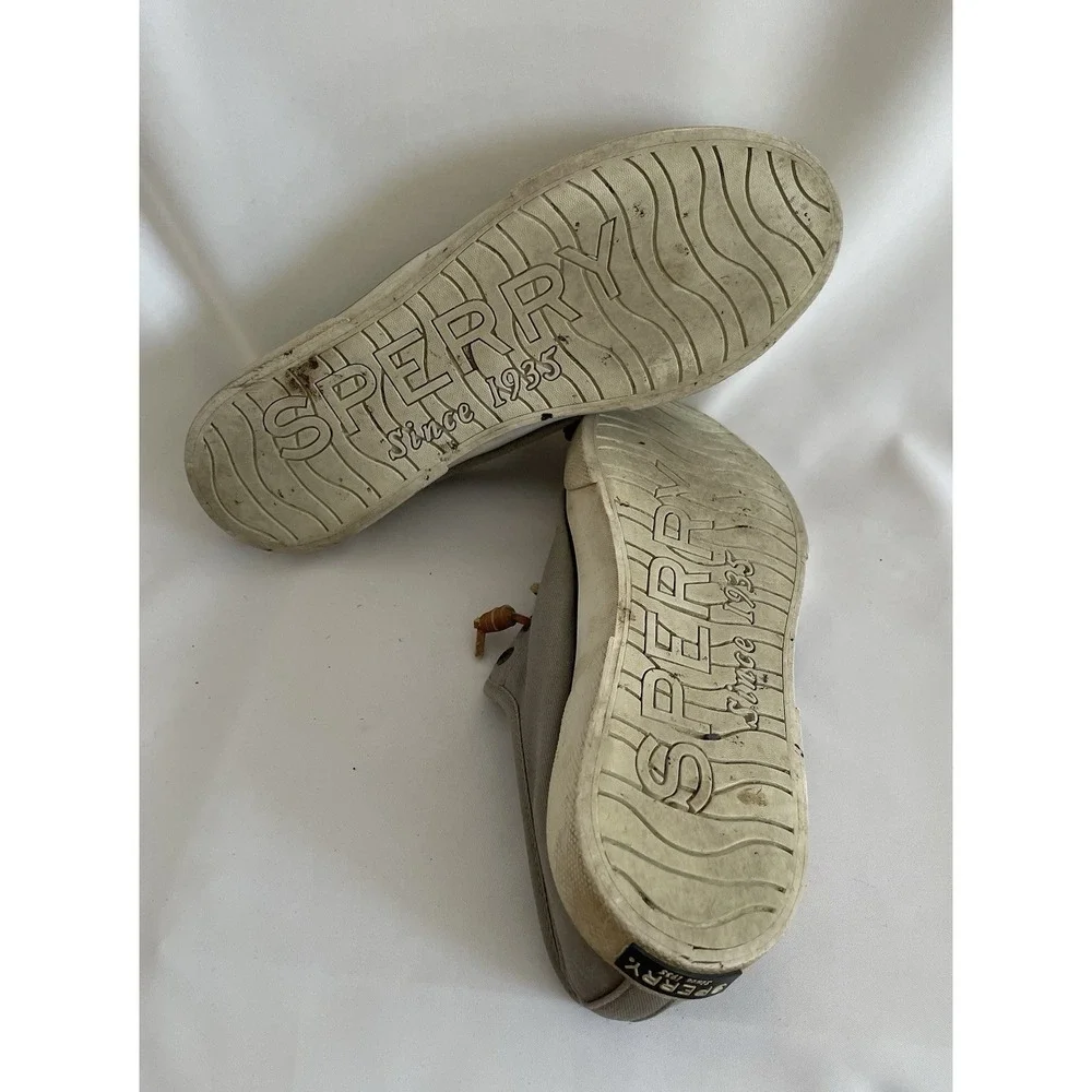 Sperry Top-Sider Boat Deck Shoes Size 9.5 Gray Canvas Fabric Slip On Grey